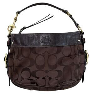 Y2k Coach 12674 Zoe Signature Logo Brown Jaquard Hobo Bag